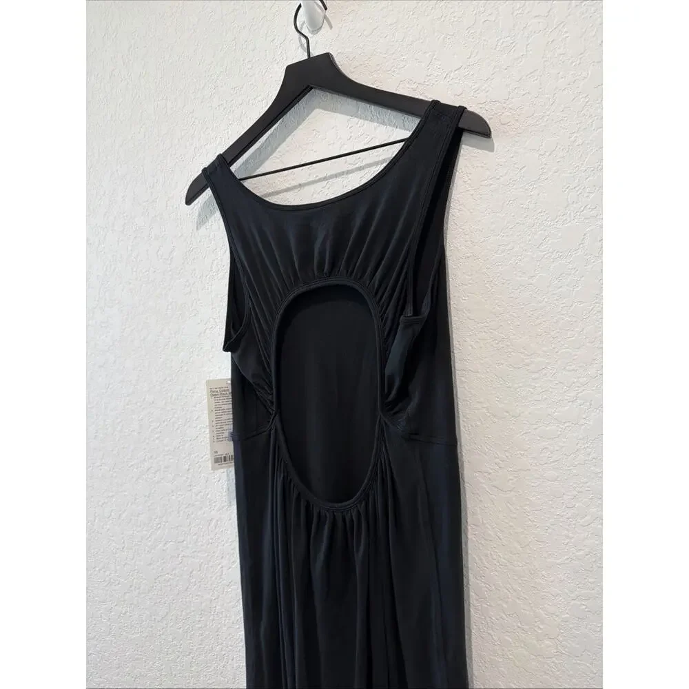 Lululemon NWT Pima Cotton Open Back Midi Dress Black Size 10